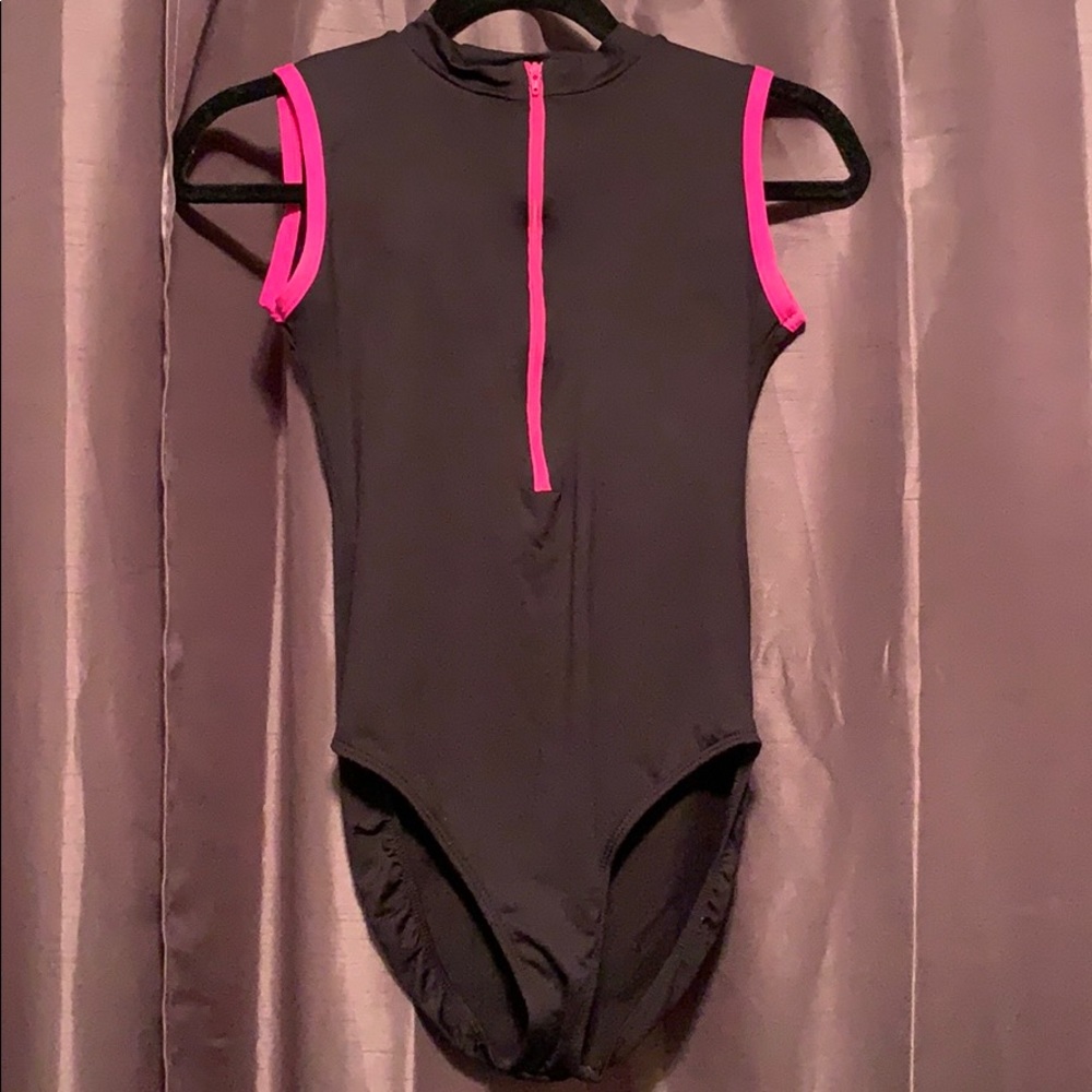 Black leotard with pink detailing